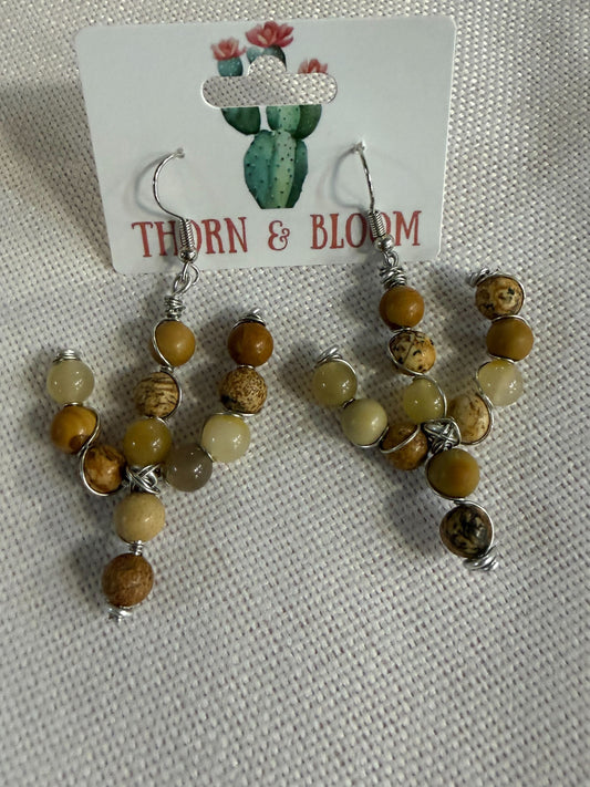 Jasper Cactus Earrings